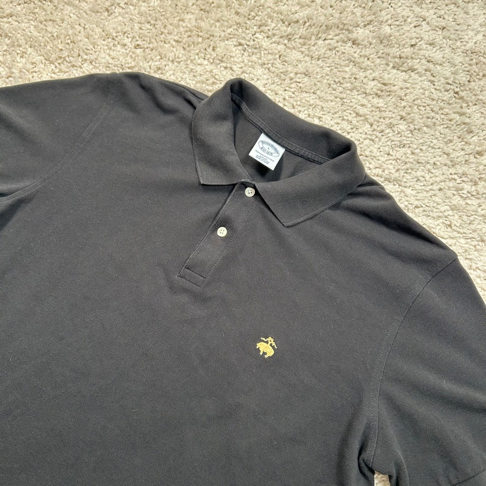 Brooks Brothers Performance Polo Large Black Slim Fit Cotton Short Sleeve Shirt